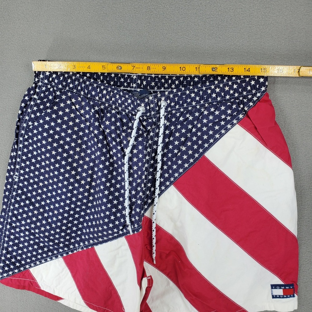 Tommy Hilfiger Swim Trunks Sz L Multi Color Stars Stripes Patriotic Flag Vintage - Picture 5 of 6
